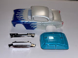 T-Dash 50's Coupe - Pearl White w/Blue flames - This body is for T-Jet Chassis (screw on)