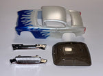 T-Dash 50's Coupe - Pearl White w/Blue flames - This body is for T-Jet Chassis (screw on)