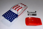 T-Dash Torino - American Flag theme -  This is a T-Jet body, fits screw on chassis....